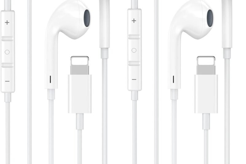 2 Pack Apple MFi Certified iPhone Headphones Wired with Lightning Connector