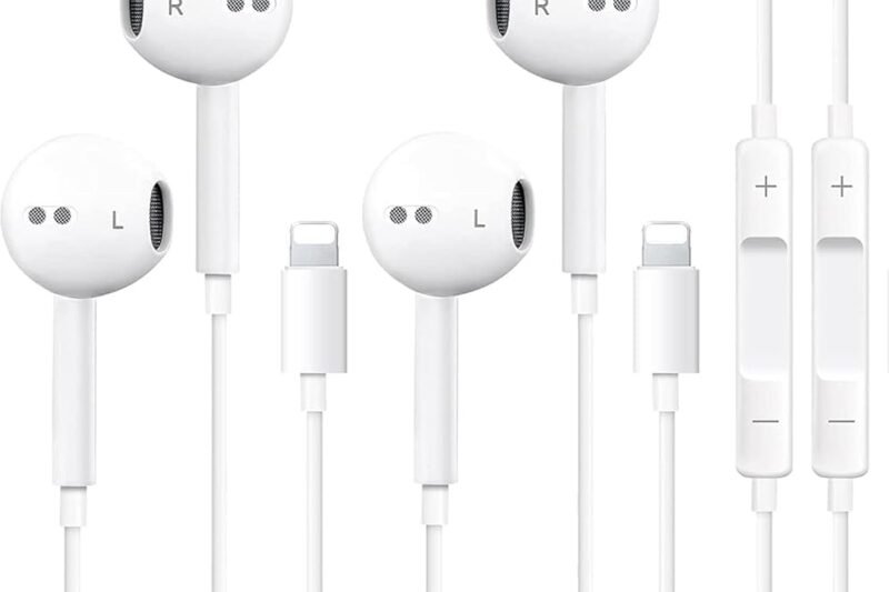2 Pack Wired Earbuds for iPhone, Lightning Headphones w/Mic Volume