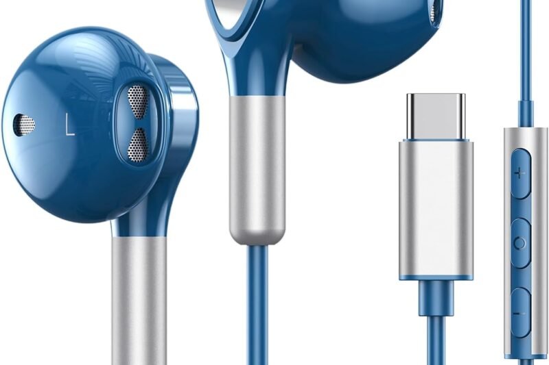 USB C Headphones for Samsung Galaxy S26 S25 S24 S23 S22 S21 S20 A56 A17 A16 Wired USB C Earbuds with Mic Volume Control Earphones USB Type C Headphones for iPhone 17 16 15 Pro Max Plus iPad 10 Pixel