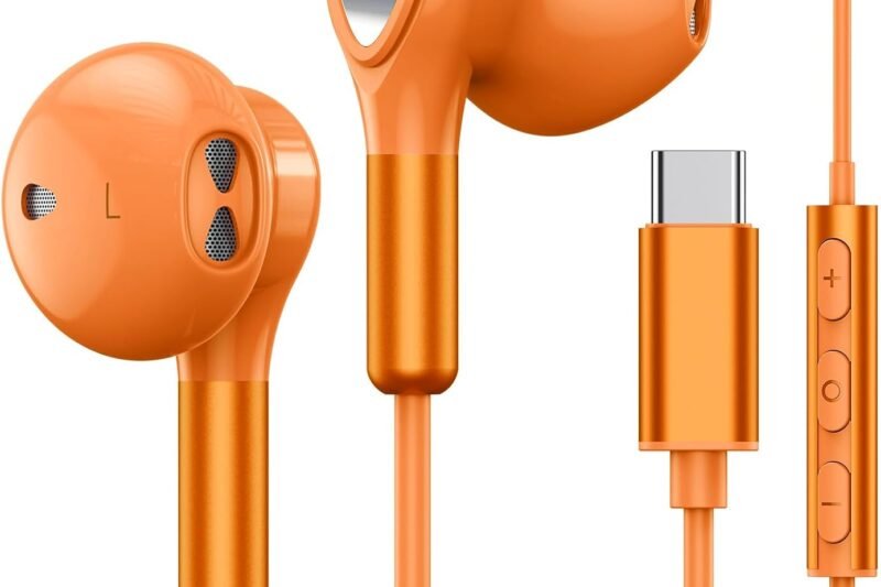 USB C Headphone for Samsung S25 FE S24 A16 A17 Wired Earbuds Magnetic in-Ear Type C Earphone with Microphone Volume Control Bass Stereo Noise Canceling for iPhone 17 Pro Max Air 16 16e 15 Pixel 10 9a
