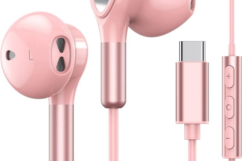 USB C Headphones for Samsung Galaxy S26 S25 S24 S23 S22 S21 S20 A56 A17 A16 Wired USB C Earbuds with Mic Volume Control Earphones USB Type C Headphones for iPhone 17 16 15 Pro Max Plus iPad 10 Pixel