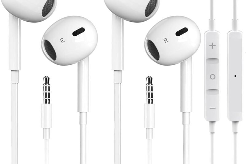 Pcwfbzf 2 Pack Wired iPhone Earbuds/Headphones/Earphones with 3.5mm Jack | Ultra Clear Calls & No Noise Headphones Wired, in-Ear Earphones with Mic, Compatible with iPhone/iPad/Android/Laptop/PC
