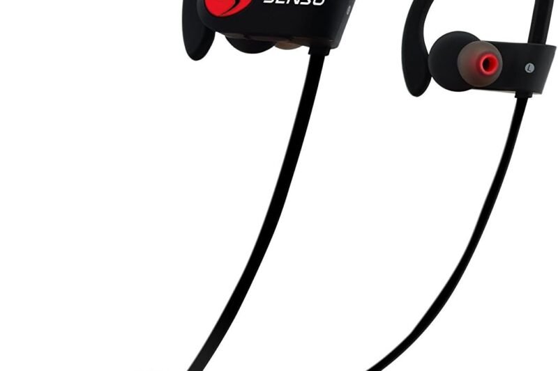 Senso Bluetooth Headphones, Best Wireless Sports Earbuds w/Mic IPX7 Waterproof HD Stereo Sweatproof Earphones for Gym Running Workout Noise Cancelling Earphones Earbuds Noise Cancelling Headsets