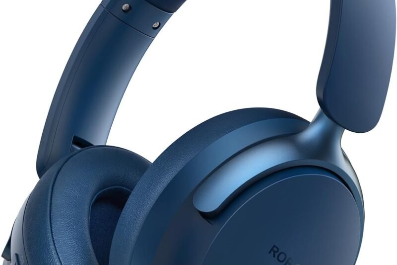 B8 Bluetooth Headphones Over Ear, 6 EQ Music Modes and 50H Playtime Deep Bass Wireless Headphones with Mic, Lightweight Folding HiFi Stereo Headset for iPad/Travel/Tablet/PC/Home Blue