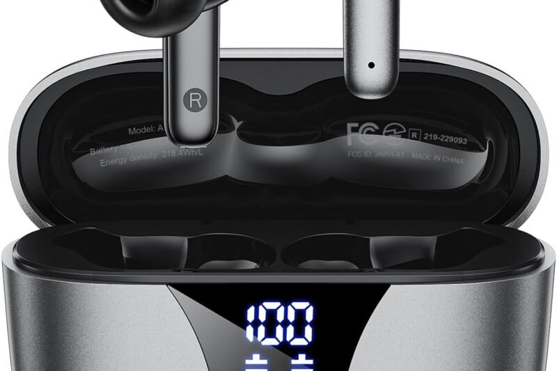 Wireless Earbuds, 50H Playtime Bluetooth Headphones, LED Display Case