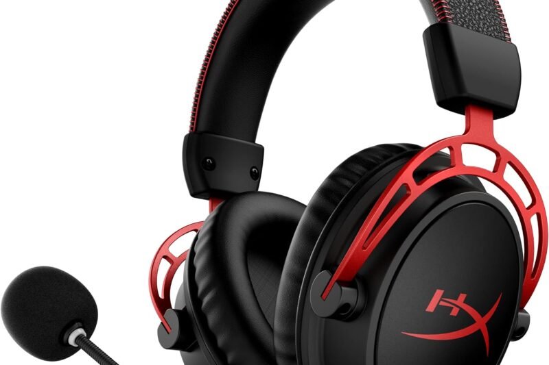 HyperX Cloud Alpha Wireless – Gaming Headset for PC, 300-hour battery life, DTS Headphone:X Spatial Audio, Memory foam, Dual Chamber Drivers, Noise-canceling mic, Durable aluminum frame,Red